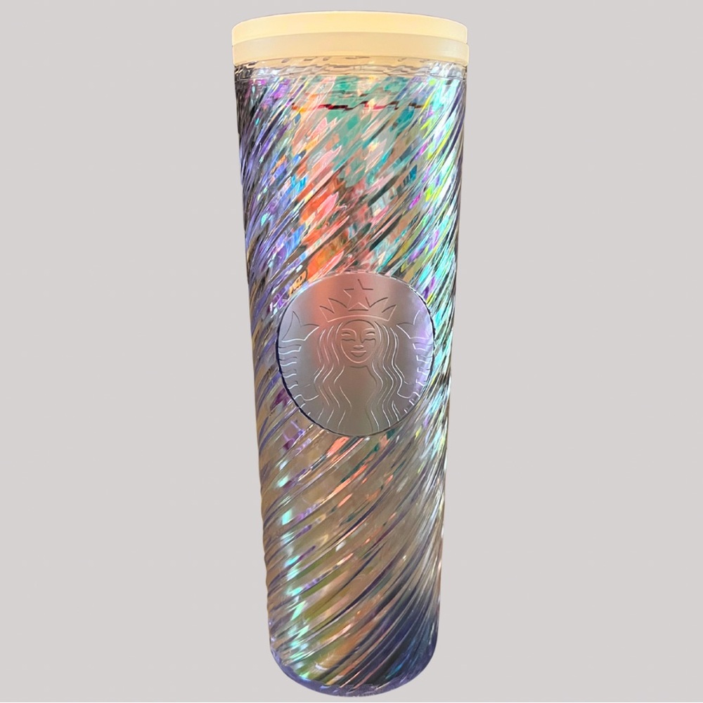 Starbucks Holiday 2022 Silver Iridescent Spiral Textured Tumbler 16oz